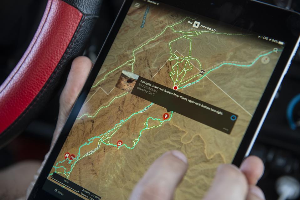 OnX Offroad on a tablet