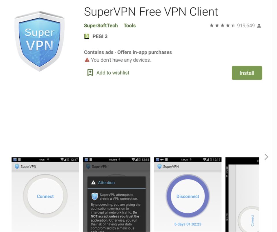 Cem milhões de usuários devem excluir o SuperVPN dos celulares Android Cem milhões de usuários devem excluir o SuperVPN dos celulares Android