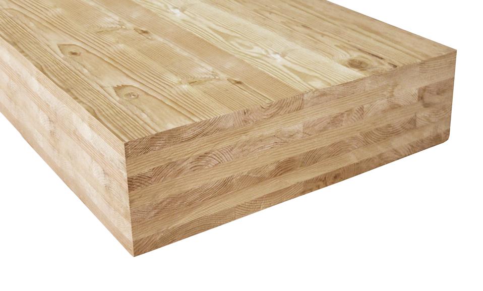 A cross section of engineered wood.