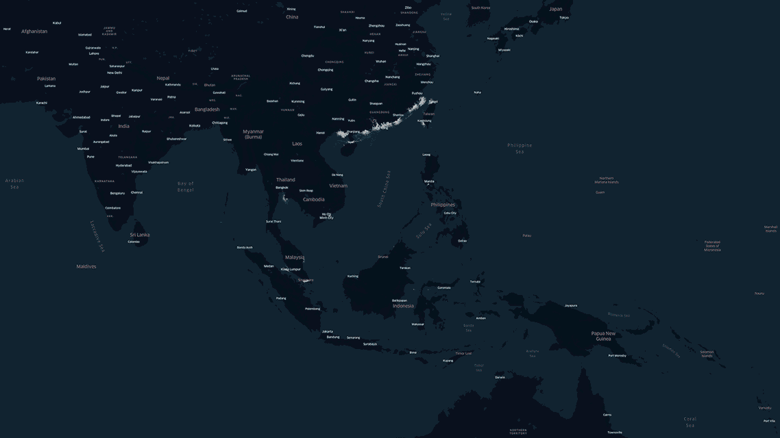 Map of Asia showing Spire Global's capabilities using AIS.