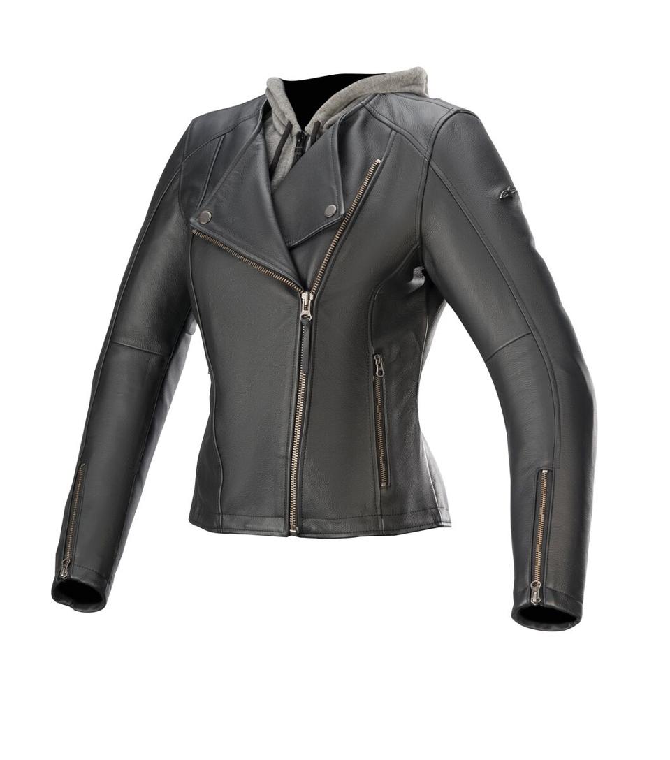 Alice womens leather jacket with hoodie