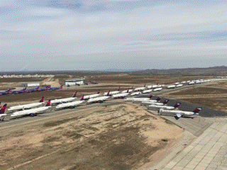 Mothballed Aircraft Parked At Southern California Airport