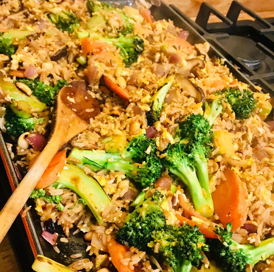 a plate of stir fry to feed an entire work crew