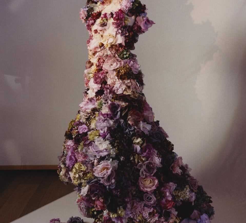 Alexander McQueen by Sarah Burton floral gown covered in life-like handmade flowers.