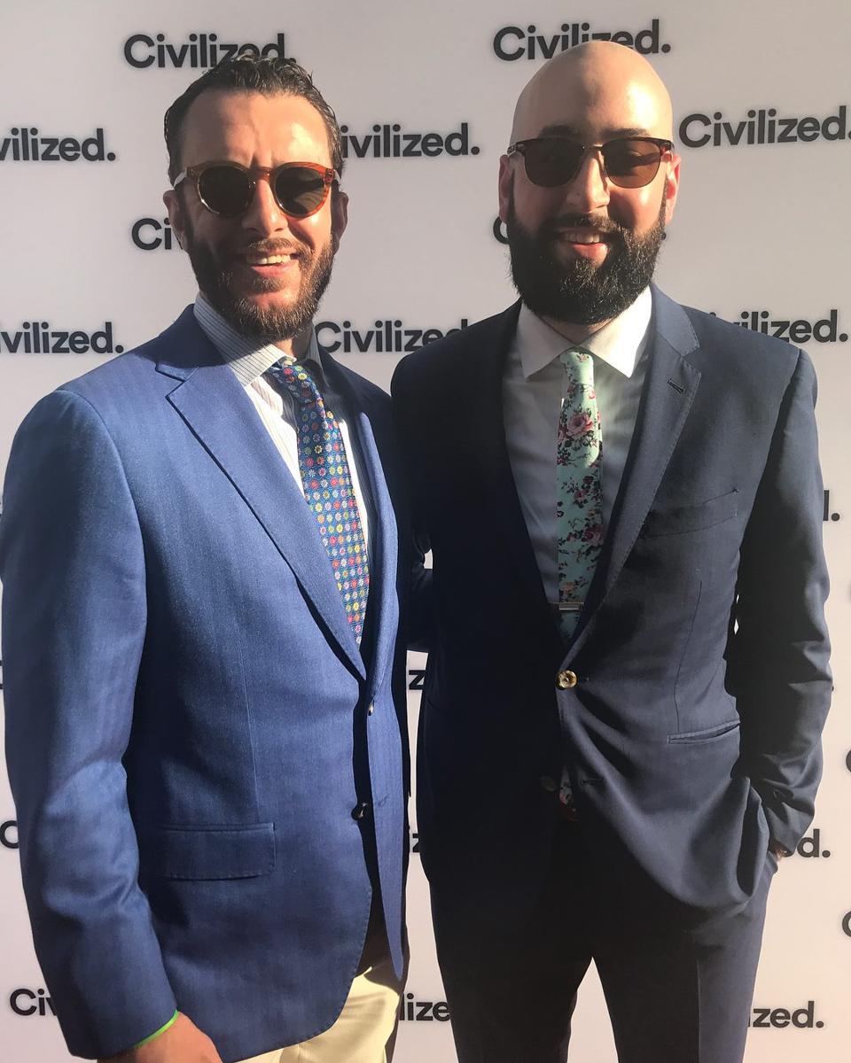 Jeff & Luke at the Cannabis Business Awards in front of the Civilized Magazine backdrop