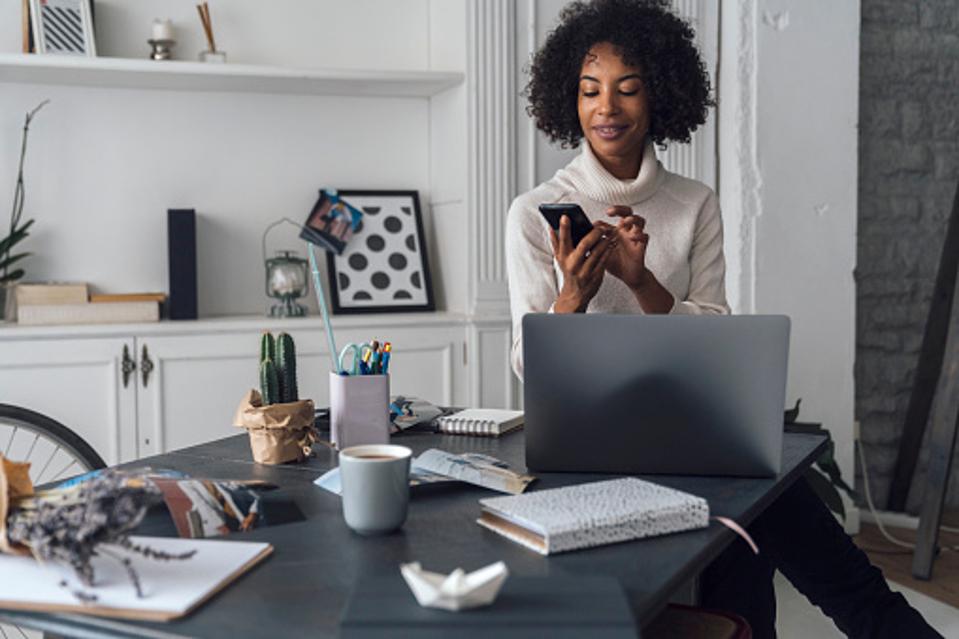 Woman sitting at her desk