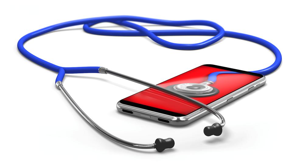 telehealth-connected stethoscope on smart phone