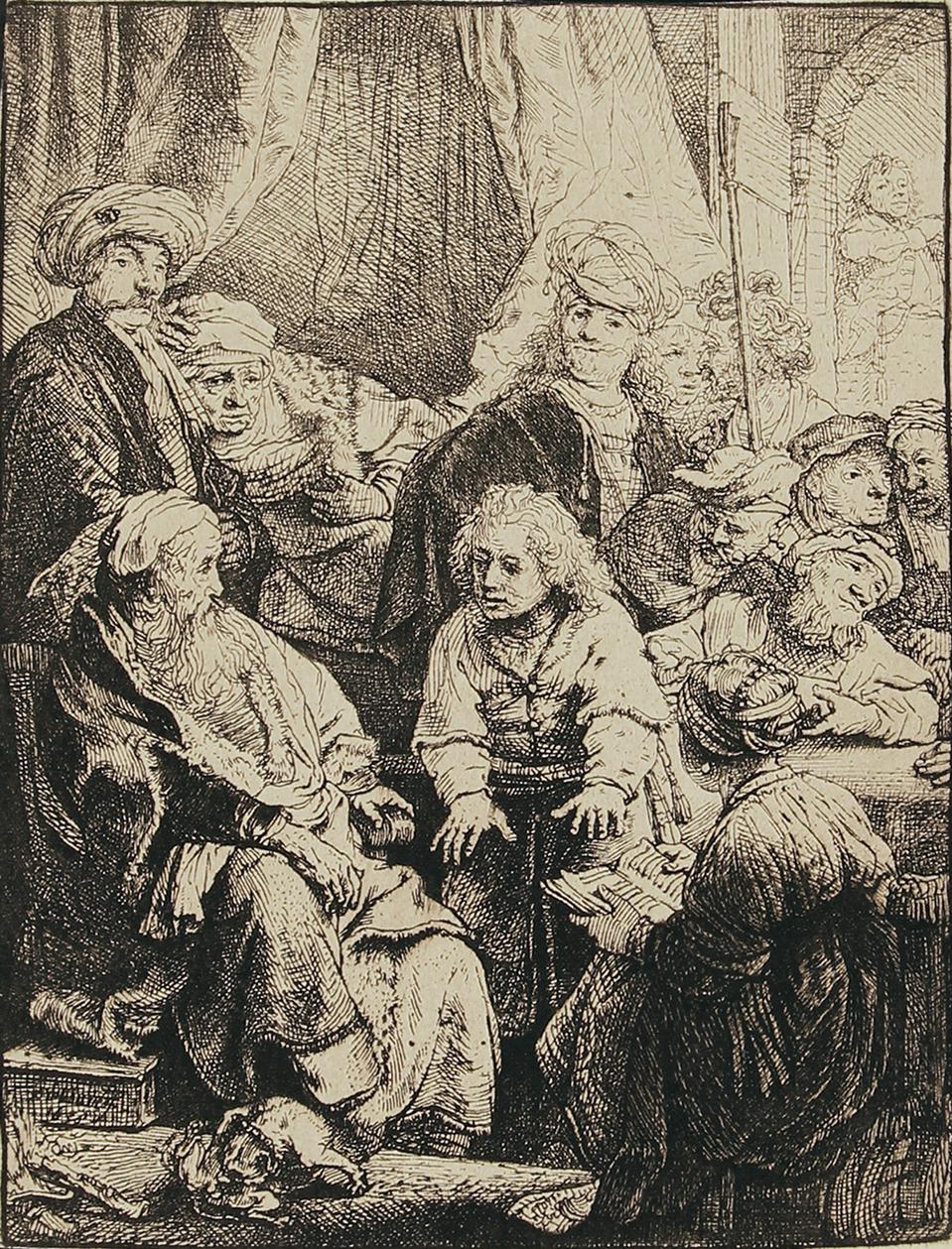 Rembrandt Harmenszoon van Rijn etchings on display at the Elverhoj Museum of History & Art, in Solvang, CA: 'Joseph Telling His Dreams.' Etching on laid paper, 1638.