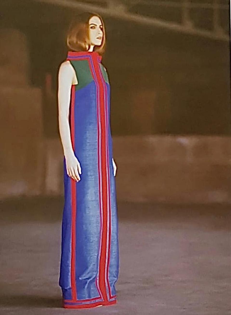 A Lee Aguinaldo Inspired column dress in dupioni silk and crepe by Jojie Lloren