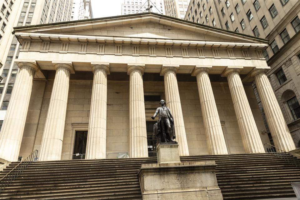 View of Federal Reserve Bank of New York during COVID-19...