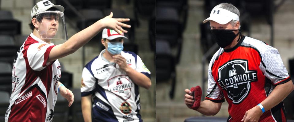 American Cornhole League players in action.