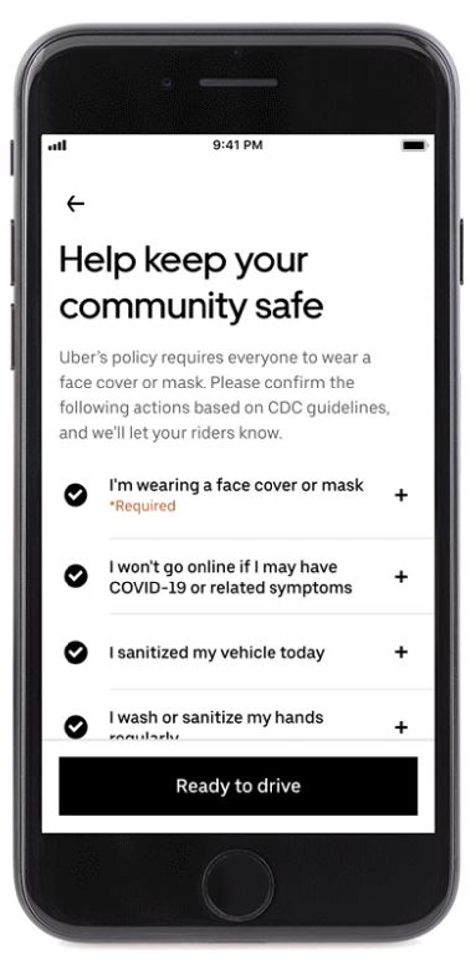 The new feature requires drivers fill out a checklist as they log in for work.