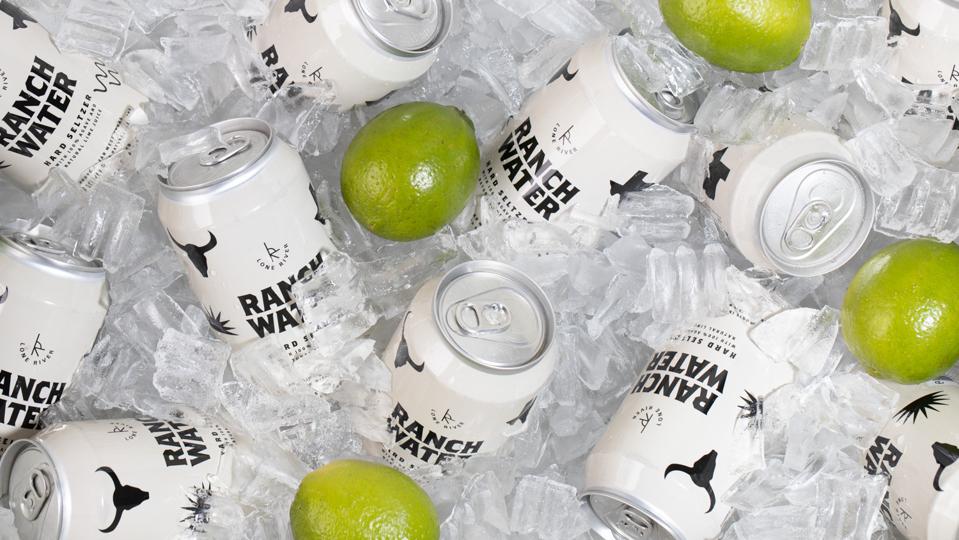 lone river ranch water in ice with limes