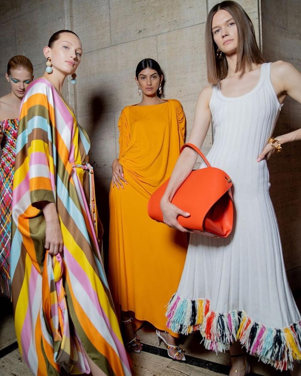 Oscar de la Renta's colorful spring dresses, can be found at Moda Operandi.