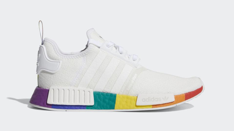 Adidas sneakers with colorful stripes