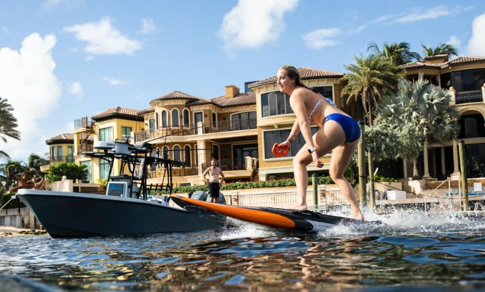 The Yujet electric-powered jet surfboard.