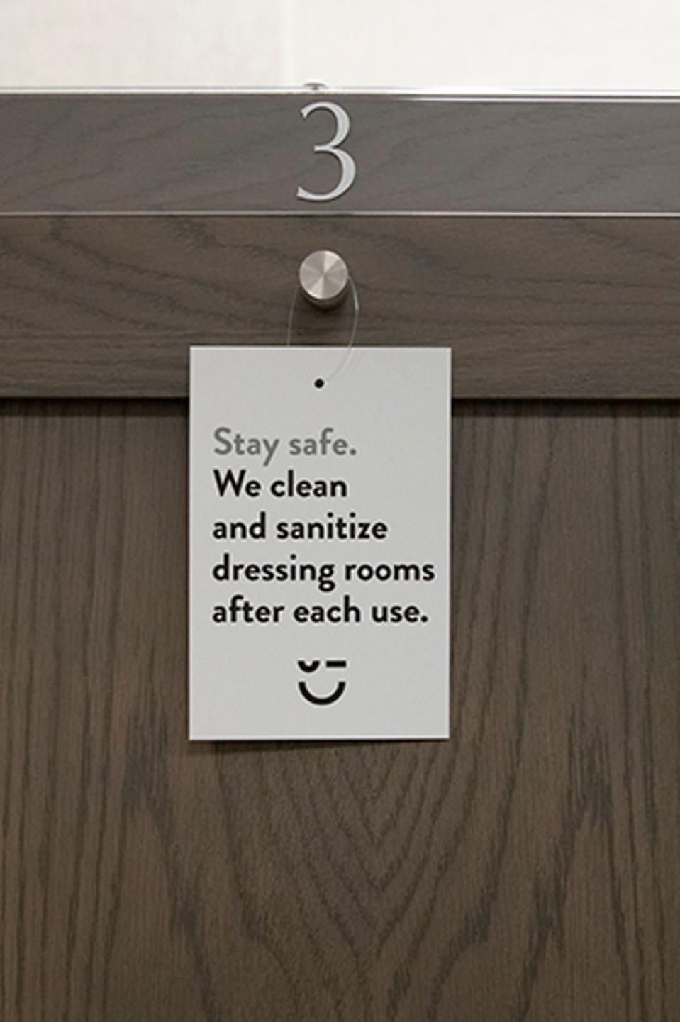 Nordstrom dressing room sign