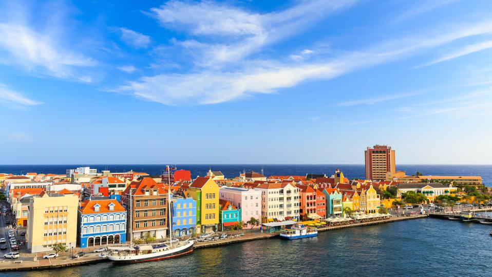 Colorful strip of houses on the Dutch Island of Curacao (Diamond works with the tourism bureau)