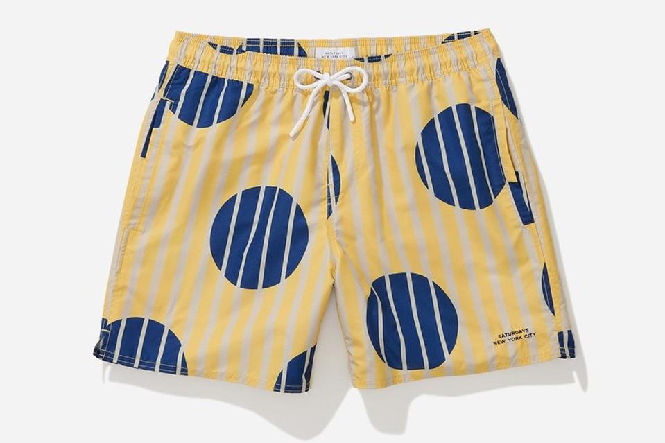 Saturdays Timothy Striped Polka Dot Swim Short