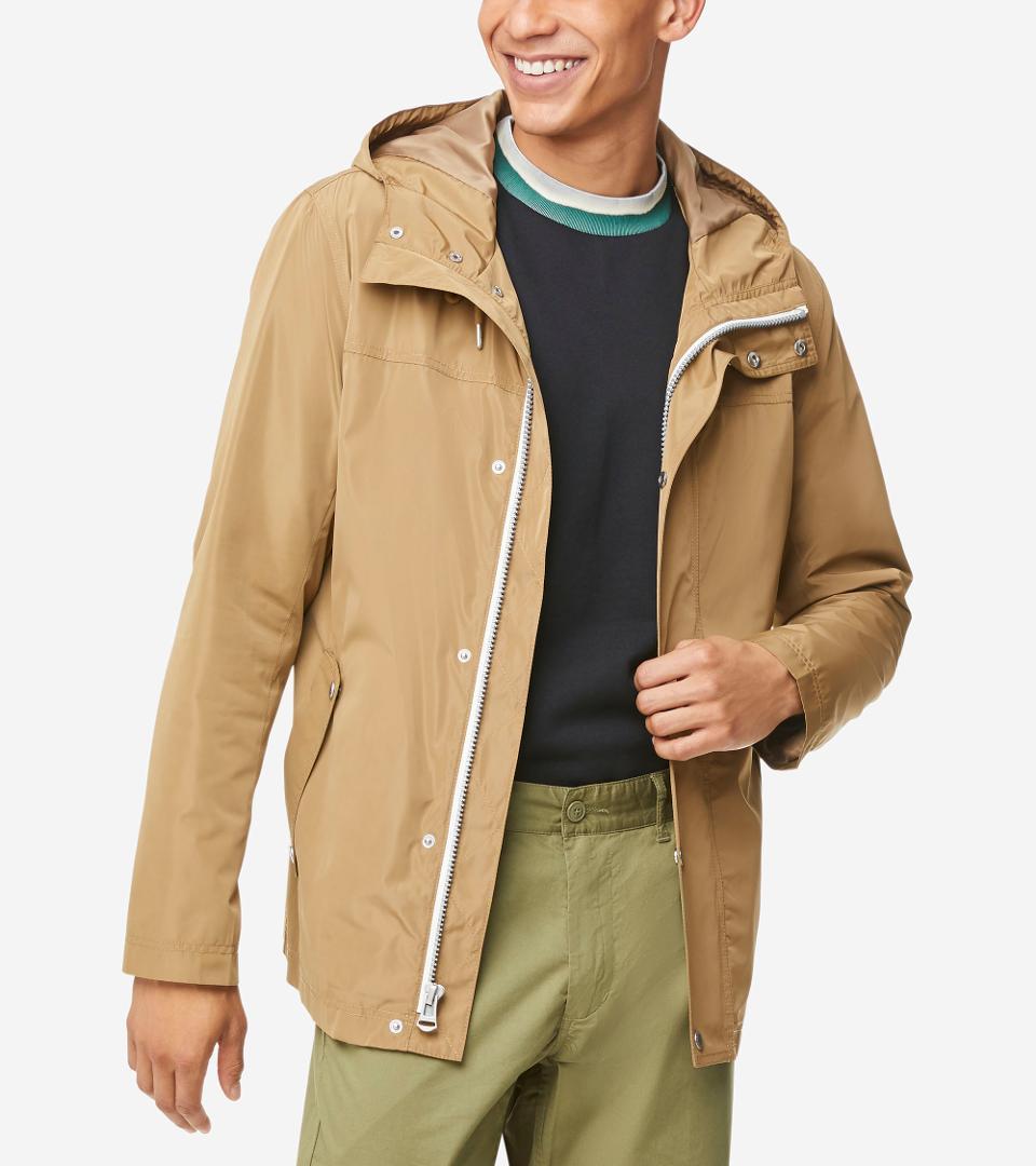 Cole Haan Herren Regenjacke mit Kapuze in khaki's Hooded Rain Jacket in khaki