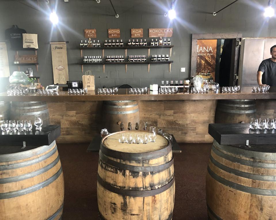 The tasting room at Ko Hana Distillers on Oahu