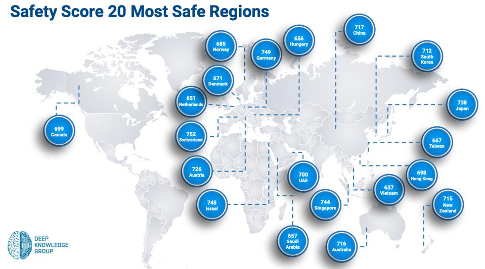 The 20 safest countries on the planet for COVID-19, according to the Deep Knowledge Group.