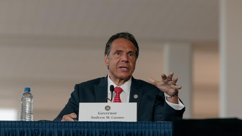 New York Governor Cuomo Holds Briefing At LaGuardia Airport