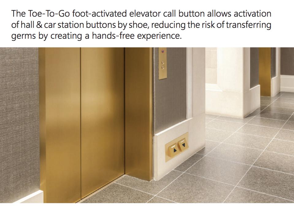 The Toe-To-Go foot-activated elevator is hands-free.