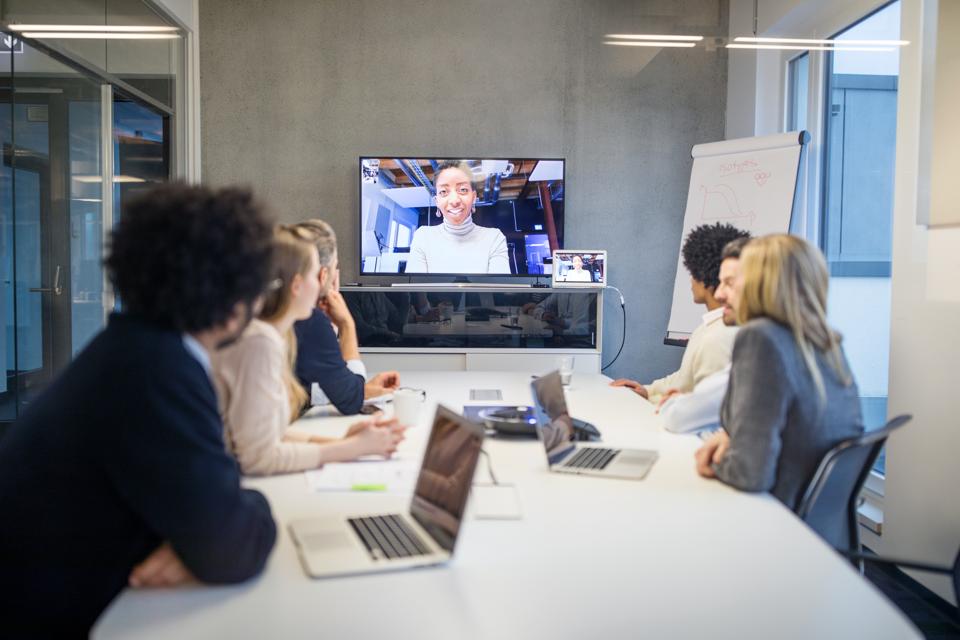 Business team in video meeting
