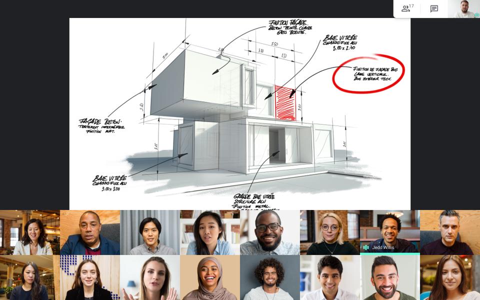Google Meet's Tile Presentation layout