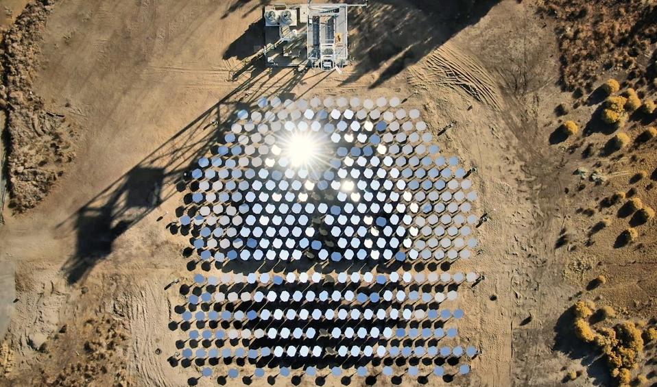 Bird's eye view of Heliogen's Lancaster, CA test facility.