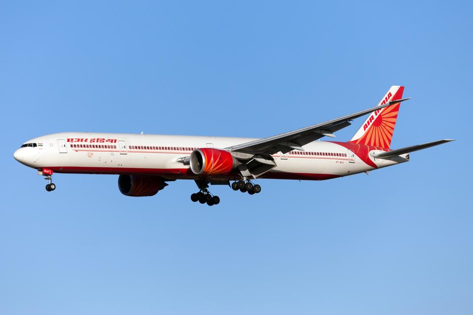 An Air India Boeing 777-300ER lands at London Heathrow...