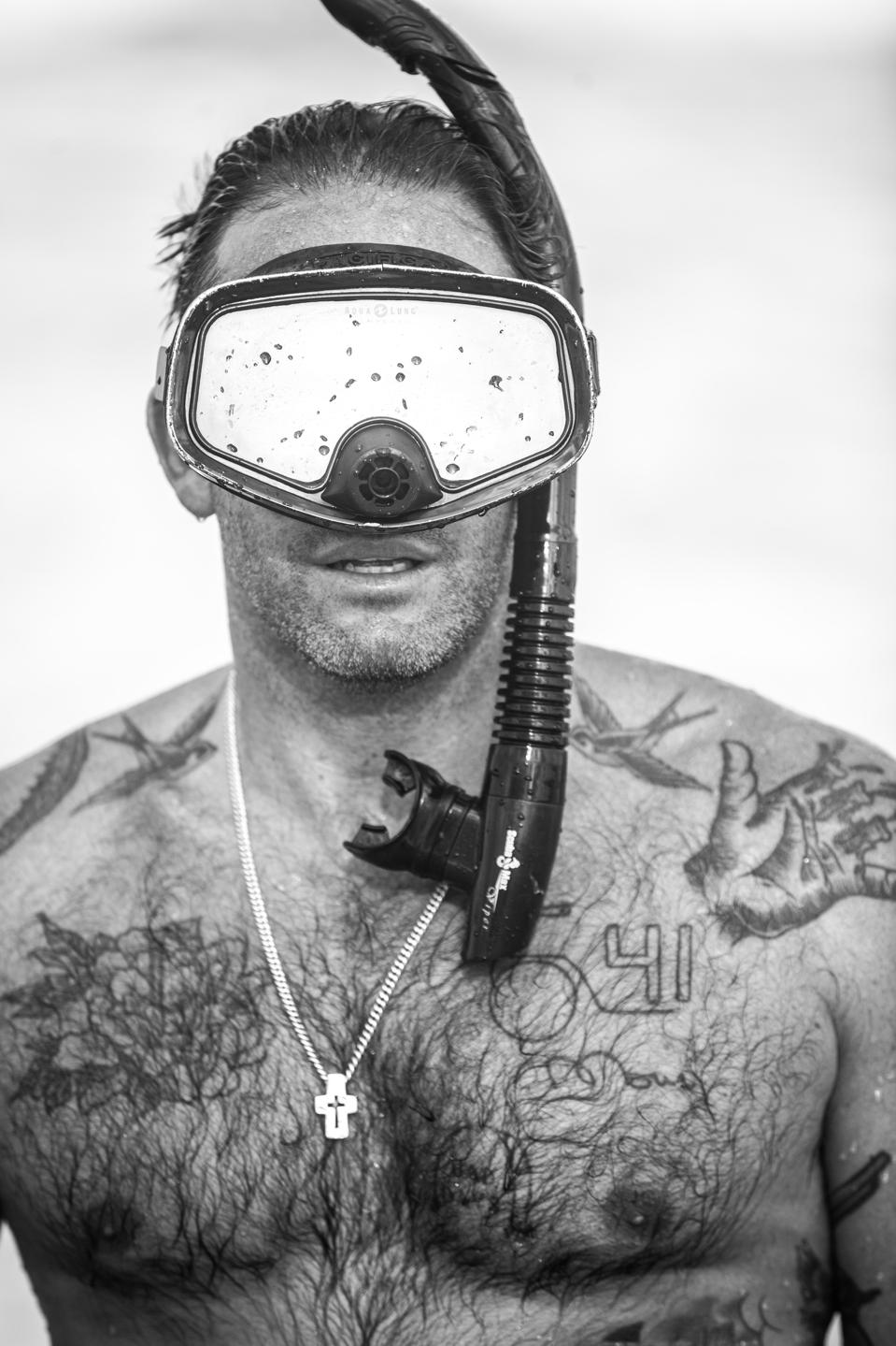 A portrait of the underwater photographer, Chris Leidy.
