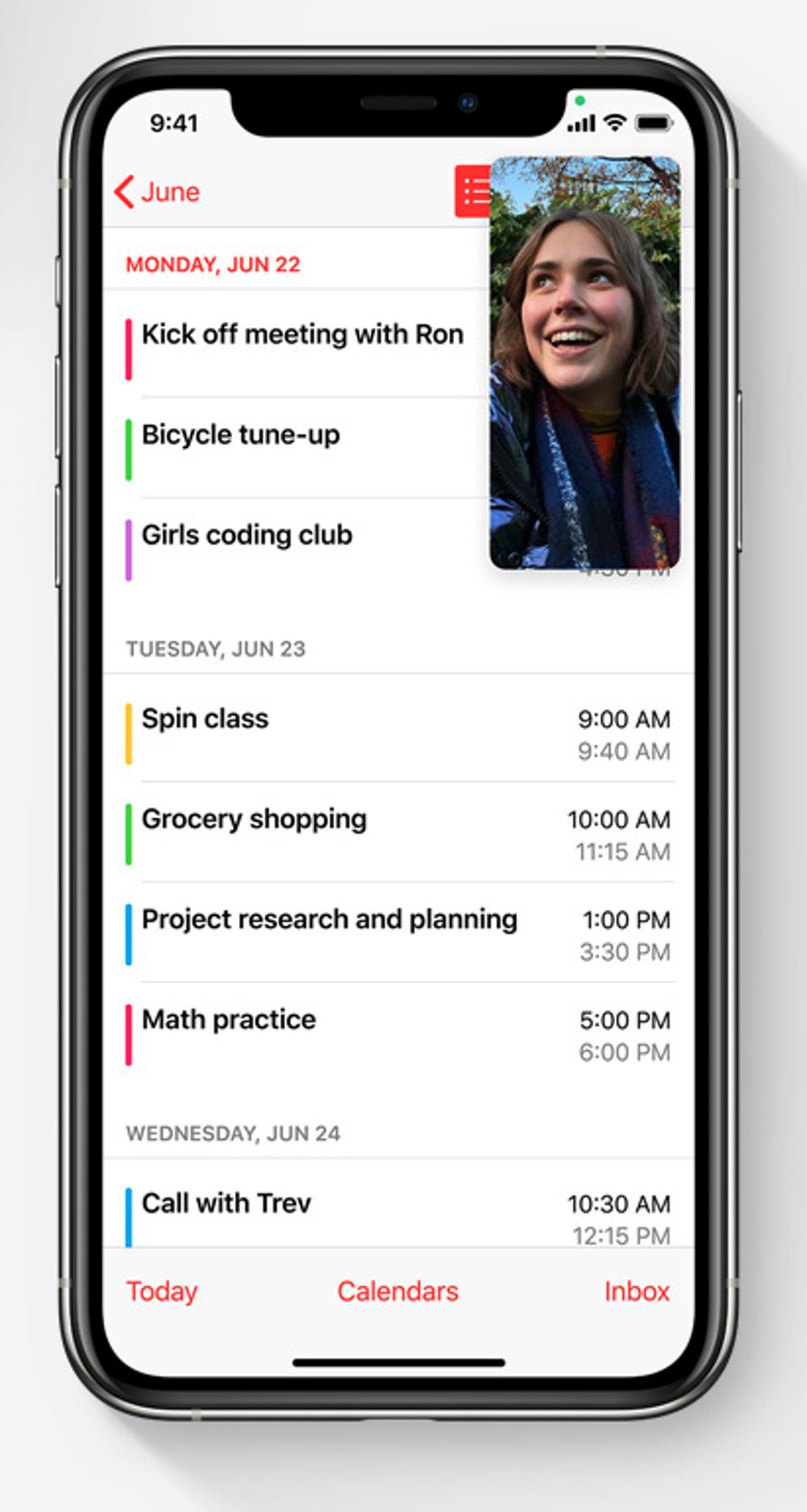 A screenshot of one of Apple's new iOS 14 features: picture in picture video.