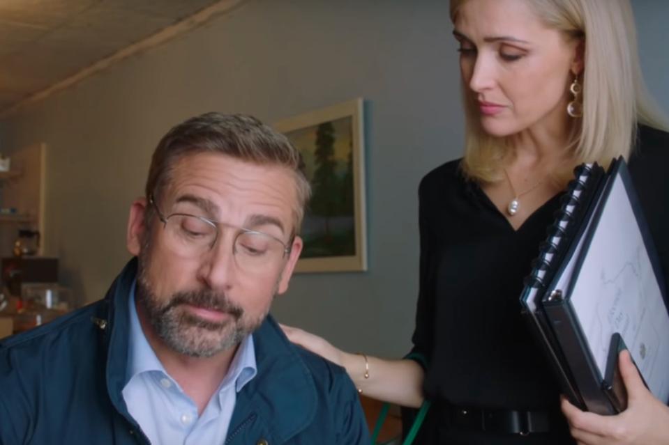 Steve Carell and Rose Byrne play Washington political strategists trapped in the Midwest.