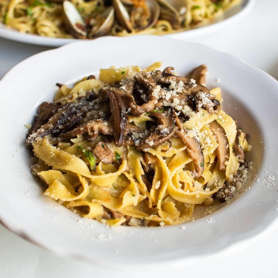 Tagliatelle Alla Dogana with shiitake sugo at Mad Bene on Oahu.