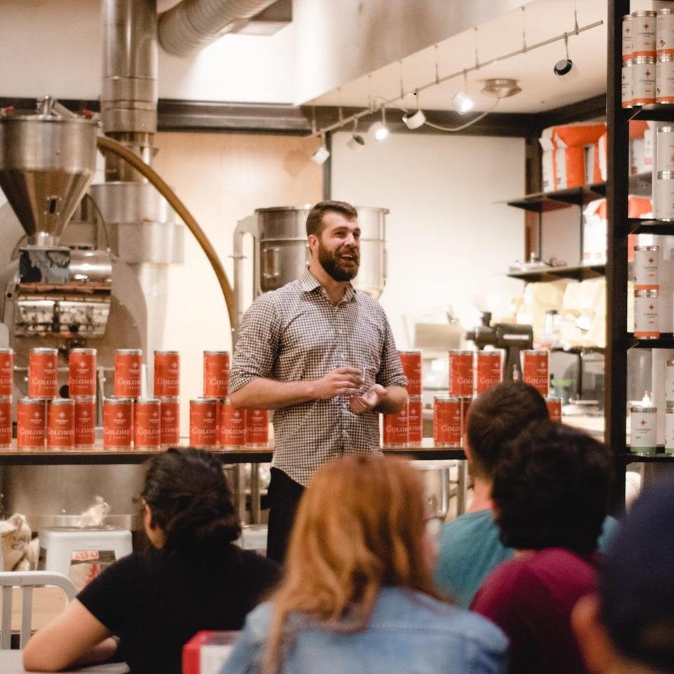 Cullen Gilchrist giving talk at Union Kitchen