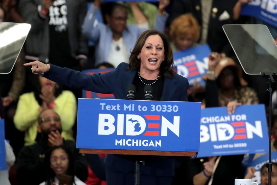 Sen. Kamala Harris Joined Candidate Joe Biden At Michigan Campaign Rally On Eve Of Primary