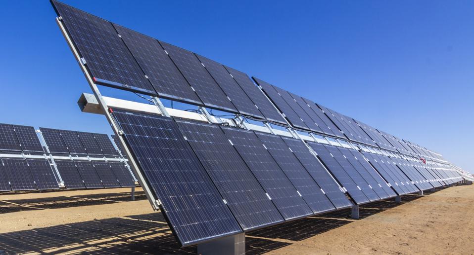 La Silla Observatory in the Atacama Desert, Chile, has rows of bifacial solar panels 