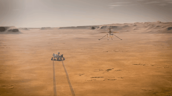Ingenuity flying on Mars