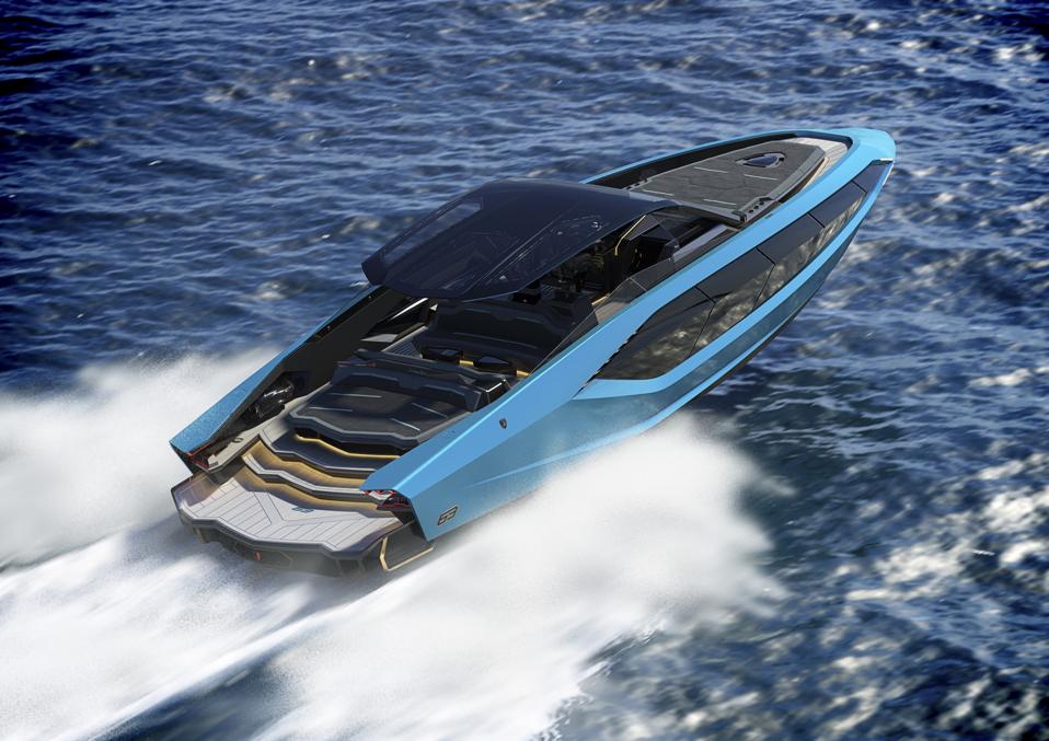 The Tecnomar for Lamborghini 63 powerboat is desiged for speed.