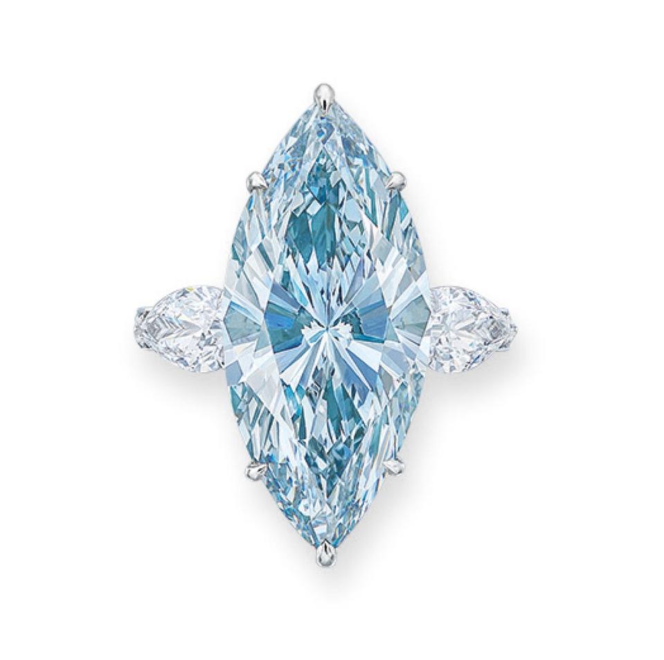 A 12.11-carat fancy intense blue diamond sold for $15.9 million