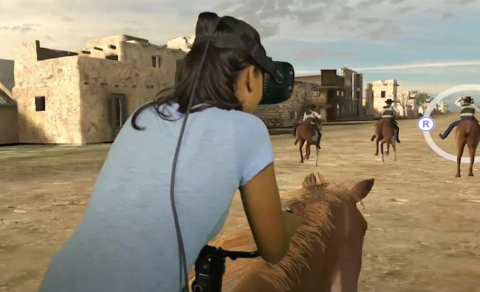 Screenshot of a VR fitness game from VZfit