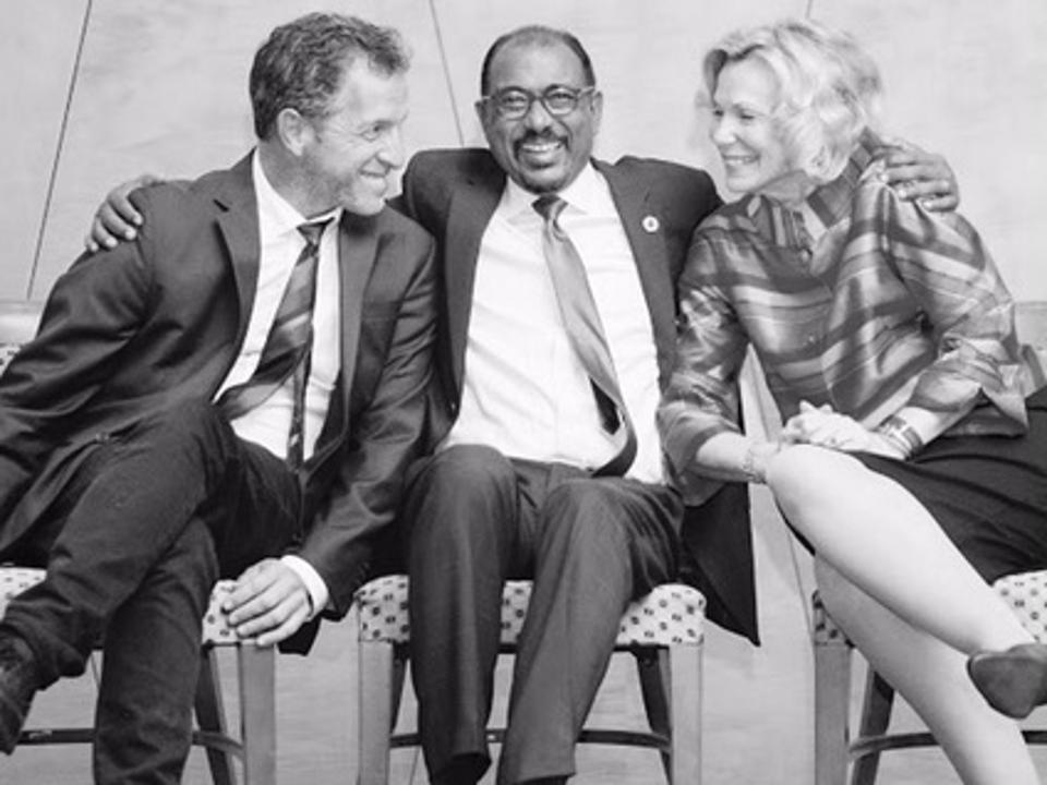 UNAIDS Global Goodwill Ambassador, Kenneth Cole, with UNAIDS Executive Director Michael Sidibe and Ambassador Deborah Birx at the 71st United Nations General Assembly in 2016