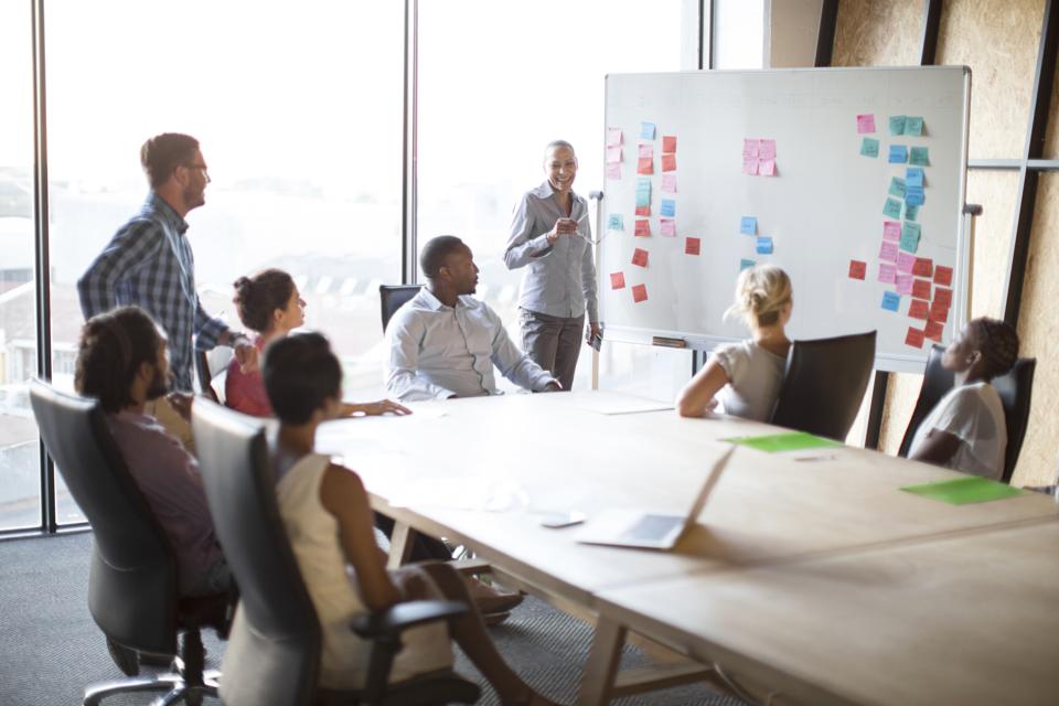 Presentation in a conference room