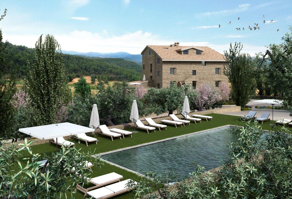 hotel pool and countryside
