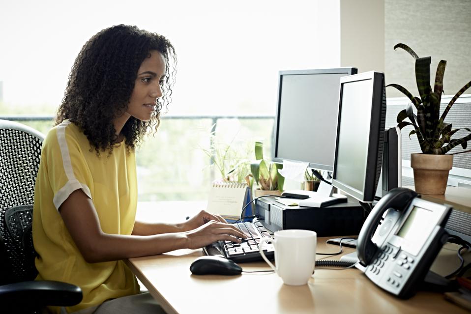 Business woman working on computer