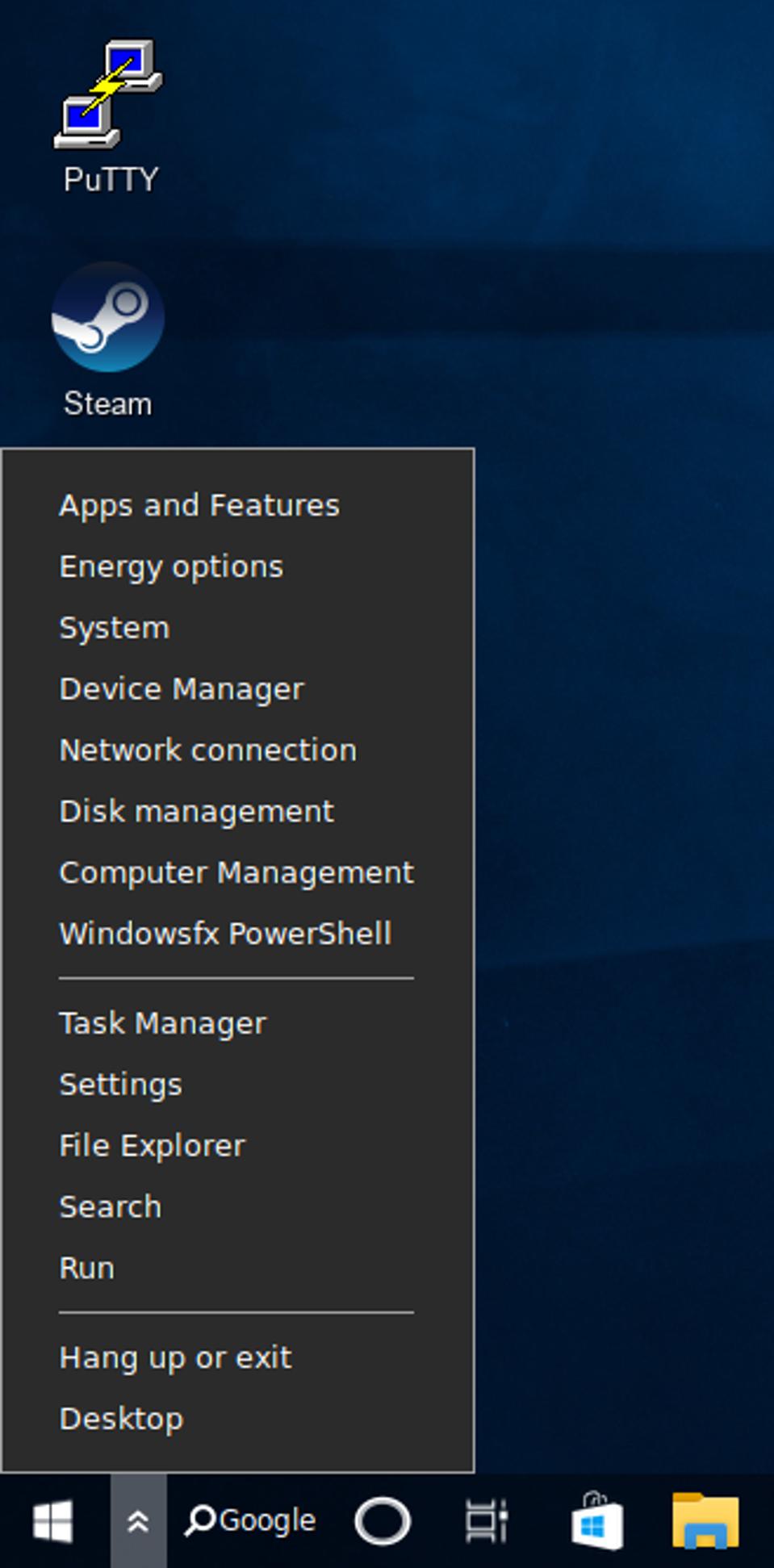 Familiar names and functionality, but the apps behind the menu are obviously Linux ones.