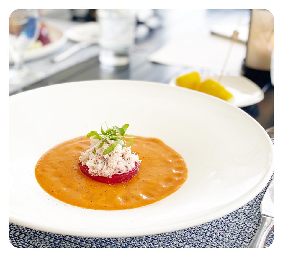 Tomato Gazpacho at Brant Point Grill, at the White Elephant Hotel in Nantucket