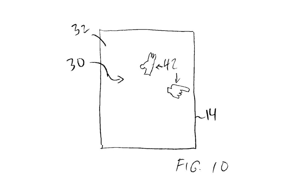 An Apple Watch screen burn-in patent drawing: Watch hands, you see.